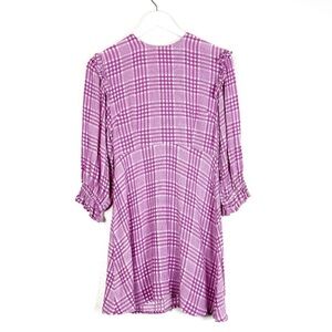 Faithful The Brand Edwina ruffle plaid check dress purple white size small 4